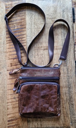 Braune leder umhängetasche - leder,