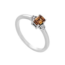 Fancy Deep Orange Diamond Ring 0.45ct IGI 14k White Gold EU52 VS Rare
