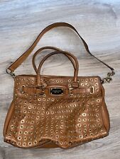 Michael Kors Handtasche Hamilton Henkeltasche Leder Nieten Braun Cognac Gold