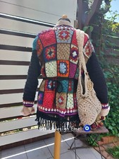 Jacke Für Damen Damen Square Crochet Cardigan, Häkeljacke, Granny bunte Jacke