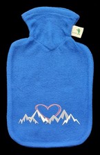 Wärmflasche Alpenherz, blau/Aufdruck, Hugo Frosch  1,8 ltr.LAGERRÄUMUNG!!!!