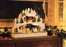 Schwibbogen LED Lichterbogen m. Motor + Kerzen Timer Advent Pyramide Zug drehend