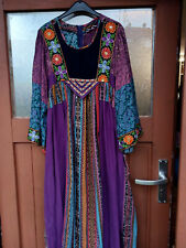 Kuchi Style Kleid Midi Hippie Patchwork Samt Bunt Original Vintage