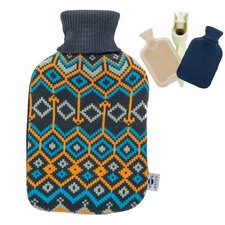 Wärmflasche 2 l mit Bezug Diamanten Muster extra Wärme Überzug Gummi Bettflasche
