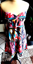 Kleid Party Urlaub extravagant, schick + sexy 36 38 schwarz rot gelb türkis