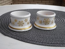2 x Hutschenreuther Teelichthalter Kerzenhalter weiß gold Porzellan Weihnachten