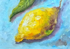 Zitrone Ölmalerei 15x10 cm