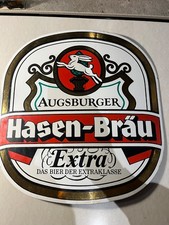 Original Hasen Bräu Augsburg  Emailschild ca 38 x 40cm