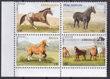 Uruguay, Satz Mi 2928-31, Pferderassen, Appaloosa, Belgisches Warmblut, Criollo