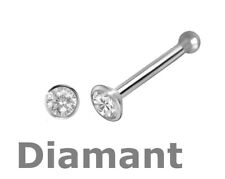 750 ECHT WEIßGOLD ***  Diamant Brillant 0,03 ct.  Nasenstecker Piercing