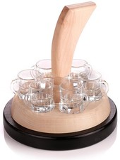 Schnaps Eisstock mit Gläser, Holz Eisstock mit Schnapsgläser und Gravur, Top