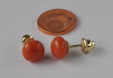 Ohrringe Ohrstecker Button Knopf Koralle 585  Gold Neu wertig