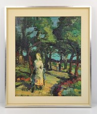 im Rahmen Norbert Hartmann 1914-969 Stuttgart Ölgemälde 1950 Spaziergang im Park