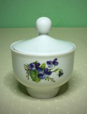 Zuckerdose 1777 Henneberg Porzellan GDR Weiß mit Veilchen Blumen Durchmesser 8,5