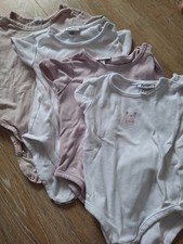 4 Kurzarmbodys weiß & rosa Gr. 74 Fagottino / Topomini