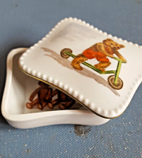 Teddybär Porzellan DOSE Roller UNIKAT Steiff  THÜRINGER Porzellan Sitzendorf