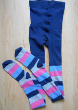Strumpfhose Gr. S 152 158 164 Marine Pink Blau Grau gestreift Baumwollmischung