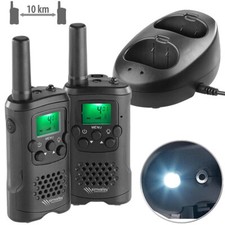 simvalley 2er-Set Akku-PMR-Funkgeräte mit VOX, bis 10km Reichweite, Ladestation