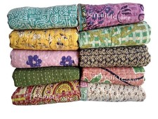 INDISCHE KANTHA GROSSHANDEL VINTAGE DECKE ÜBERWURF QUILT BÖHMISCHE TAGESDECKE