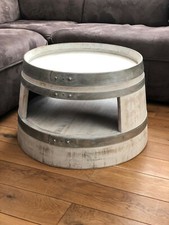 Weinfass Couchtisch mit Einlegeboden shabby white | gebrauchtes Weinfass