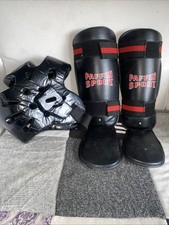 Paffen Sport Schienbein-Schoner Gr.S & Kopfschutz Boxen Muaythai Kickboxen