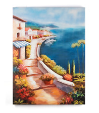 Ölbild "Uferpromenade" 50x70 cm ,Unikat-Wandbild mit mediterraner Uferpromenade