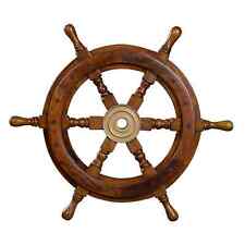 Dekoratives Steuerrad aus Holz mit Messingnabe  S-XXL Nautik Optik Schiffsrad