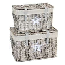 2er SET Rattan Truhe Korb
