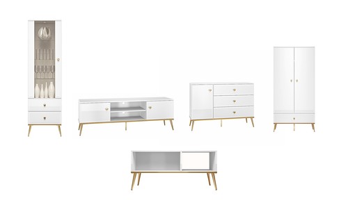 Wohnzimmer set goldin 5tlg - wohnzimmer-set,