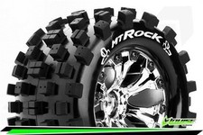 Louise MT-ROCK 1-10 Monster Truck Reifen Fertig Verklebt Soft 2.8" Felgen Chrom 
