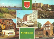AK Stralsund - Hafen, Leninplatz, Friedrich-Wolff-Straße, Museum, Tor -1986 gel.