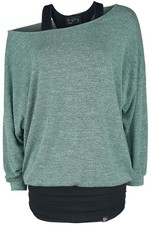Forplay Langarmshirt Damen Billie schwarz/mint Basics, Streetwear