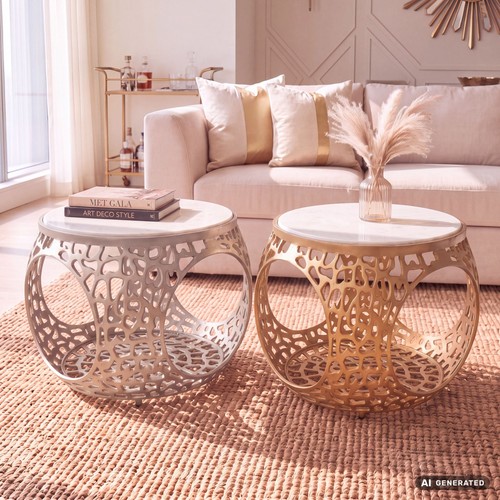 Couchtisch mit marmor - couchtisch,