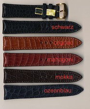 ECHTES ALLIGATOR-LEDER-UHRENBAND, 18 + 20 + 22 mm Flank, matt, gepolstert