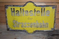 Altes Emailschild um 1900,Haltestelle Für Strassenbahn,Antik,Original,Rarität