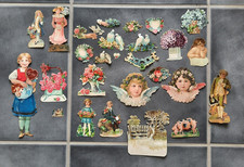 Konvolut alte Poesie-Album Oblaten Lackbildchen Sammlung Relief Glanzbilder