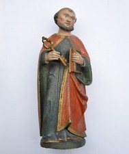 "Heiliger Petrus" Lindenholz, 47 cm, alte Fassung, spätgotisch, Schlüssel, Gotik