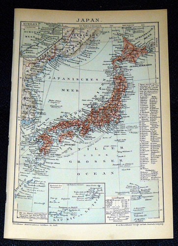 Japan landkarte lithographie - japan,