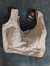 NEU Bluse Saree Bluse Bollywood Spiegel Pailletten Größe 36S Croc top Fasching 