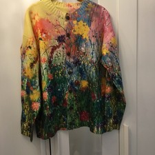 Cardigan/Strickjacke Muster/ Blumenwiese Gr Xl Ungetragen 