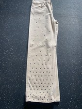 Zara, wild leg Jeans, Nieten, Gr. 38, beige
