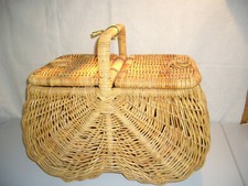 Deckelkorb-Picknick-Wäschekorb ca.60 Lx 38cm B Rattan sehr groß,stabil,natur neu