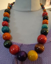 XXL Holz Kugel Holzkette Gummiband Kugeln Perlen ALLE FARBEN bunt neu Zeitlos