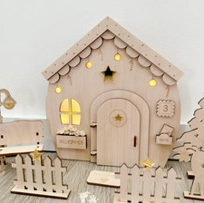 DIY Wichtelhaus Bastelset Holz Bausatz Weihnachts Deko Geschenk 20cm 3mm NEU