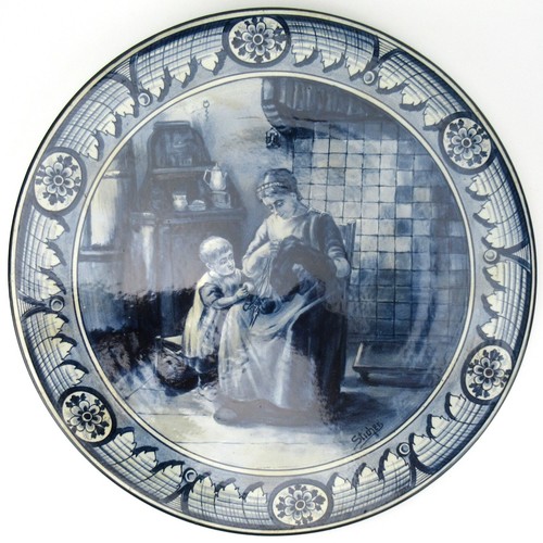 Jugendstil steingut wandteller - jugendstil,