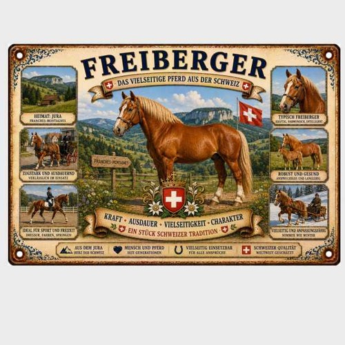 Blechschild freiberger pferd - freiberger,