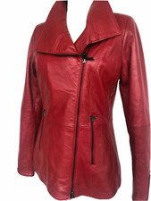 Leder Jacke Damen Rot Echt