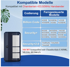 2X Garagen handsender für Chamberlain LiftMaster MotorLift TX4RUNI，84335EM，ML500
