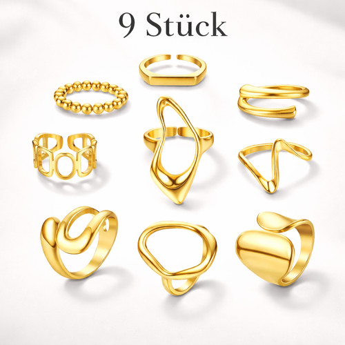 Damen ringe set stück - set, 9