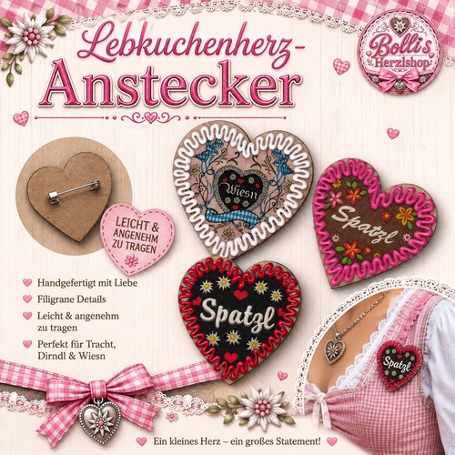 Lebkuchenherz anstecker mit - lebkuchenherz-anstecker,